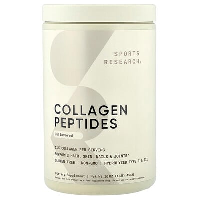 Sports Research, कोलाजेन पेप्टाइड्स, फ्लेवर रहित, 16 oz (454 g)