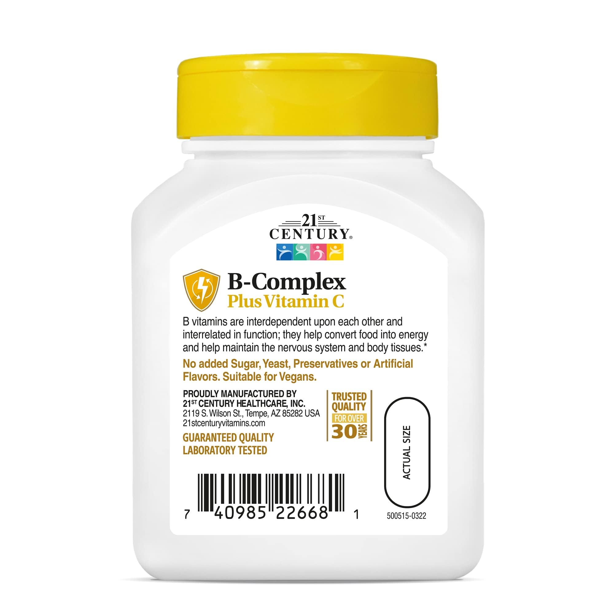 21st Century Healthcare, B Complex Plus Vitamin C, Tablets 100 Count (Pack of 1)